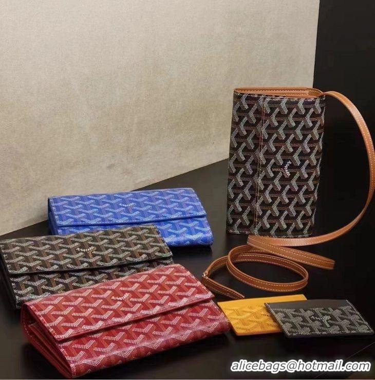 Grade Discount Goyard Varenne Continental Wallet with Strap G20087 Blue