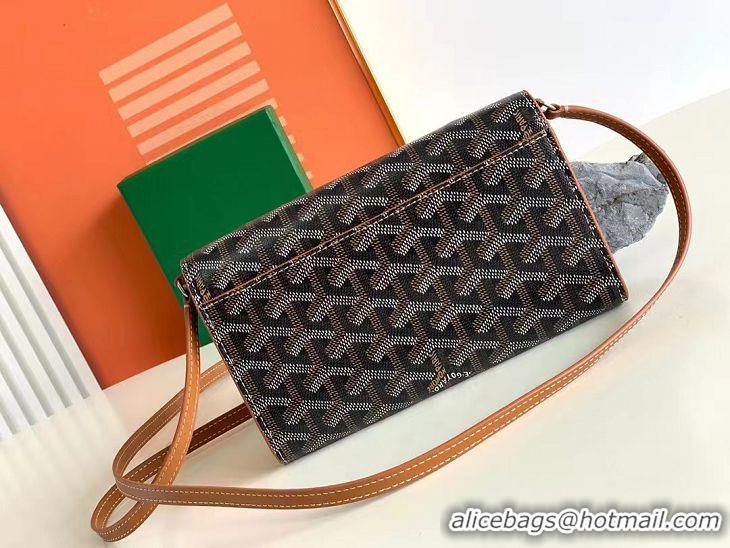 Promotional Goyard Varenne Continental Wallet with Strap G20087 Black And Tan