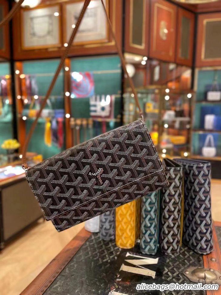 Promotional Goyard Varenne Continental Wallet with Strap G20087 Black And Tan