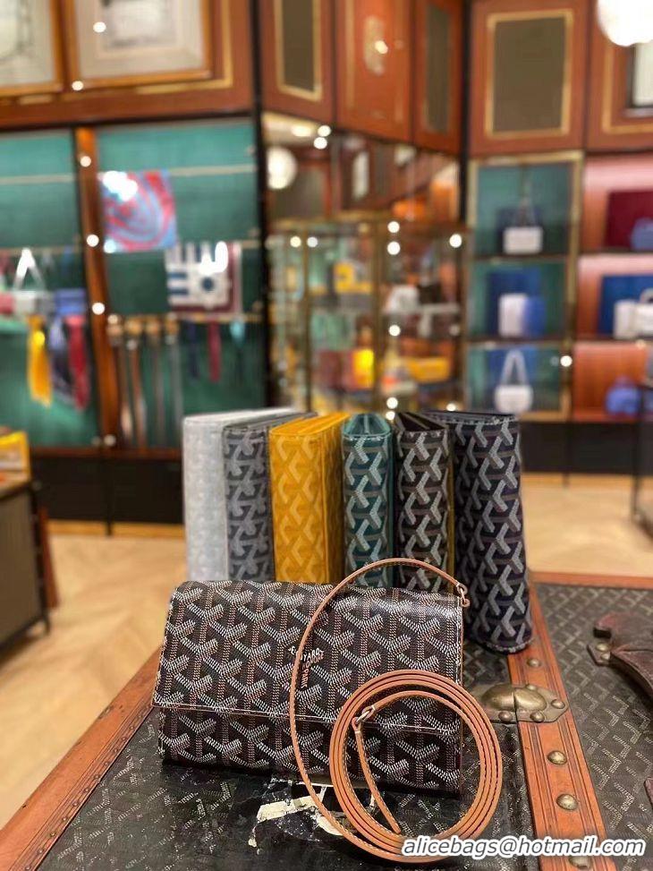 Promotional Goyard Varenne Continental Wallet with Strap G20087 Black And Tan