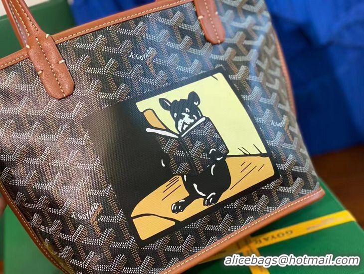 Good Taste Goyard Anjou Mini Bag With Bulldog G2320 Black And Tan