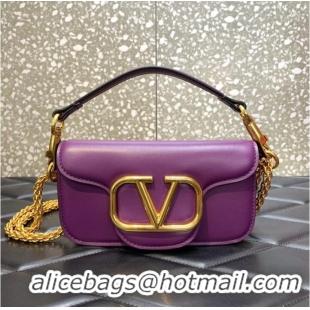 Top Grade VALENTINO GARAVANI MINI LOCO Calf leather Shoulder Bag 1W2B0K purple