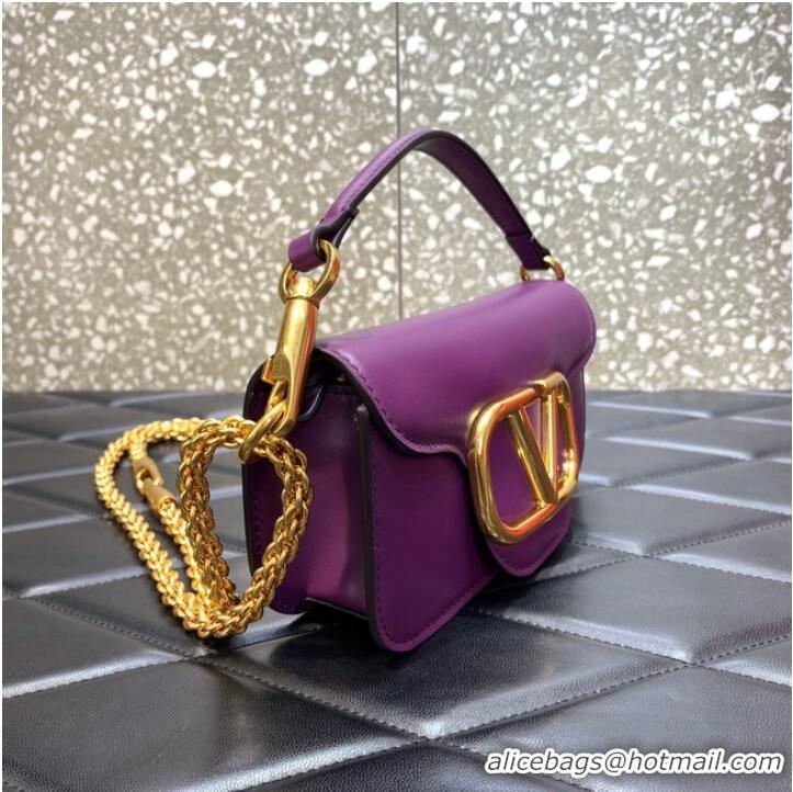 Top Grade VALENTINO GARAVANI MINI LOCO Calf leather Shoulder Bag 1W2B0K purple