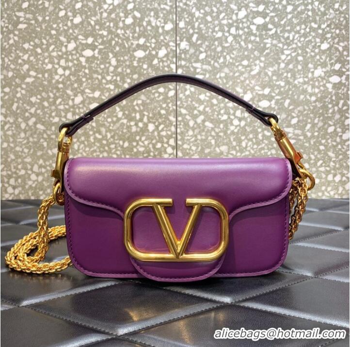 Top Grade VALENTINO GARAVANI MINI LOCO Calf leather Shoulder Bag 1W2B0K purple