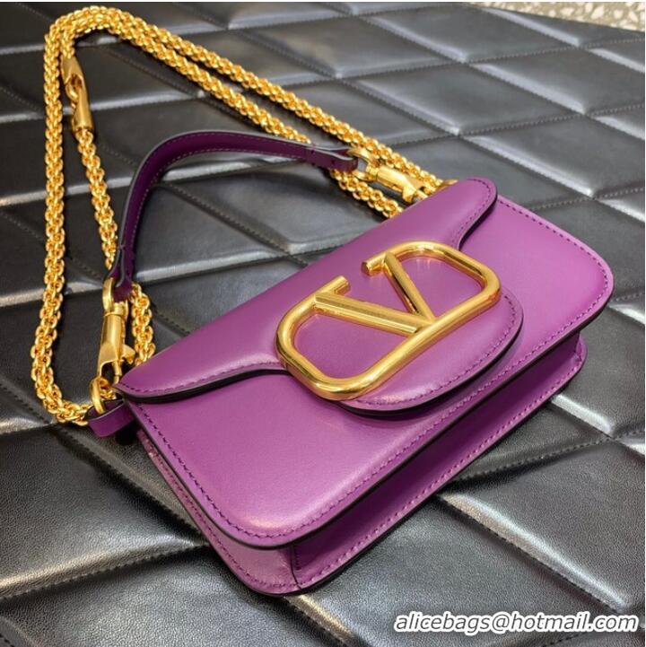 Top Grade VALENTINO GARAVANI MINI LOCO Calf leather Shoulder Bag 1W2B0K purple