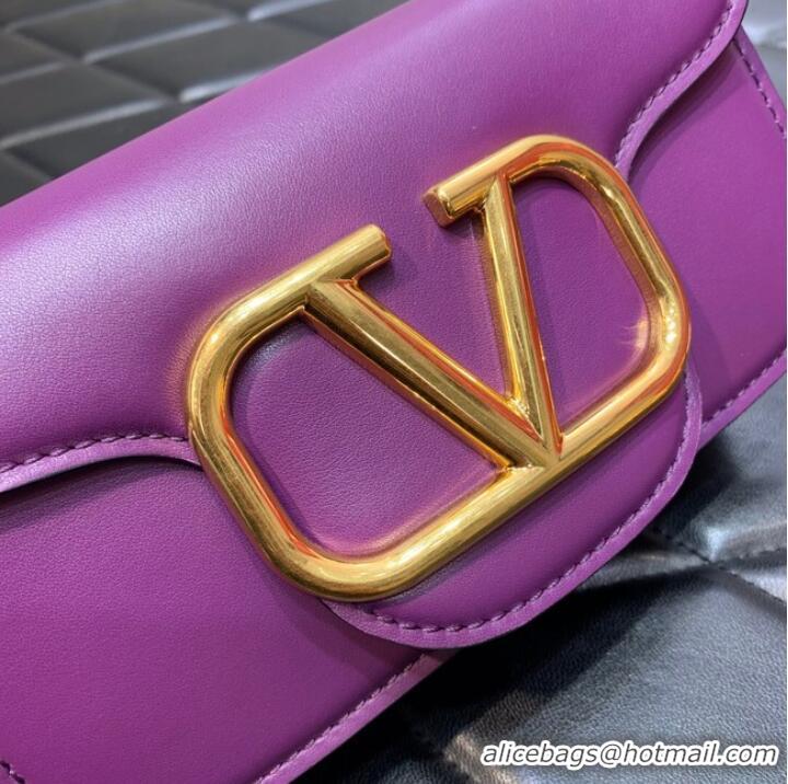 Top Grade VALENTINO GARAVANI MINI LOCO Calf leather Shoulder Bag 1W2B0K purple