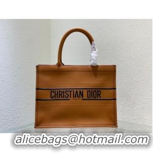 Top Grade SMALL DIOR BOOK TOTE leather C1287-33 brown