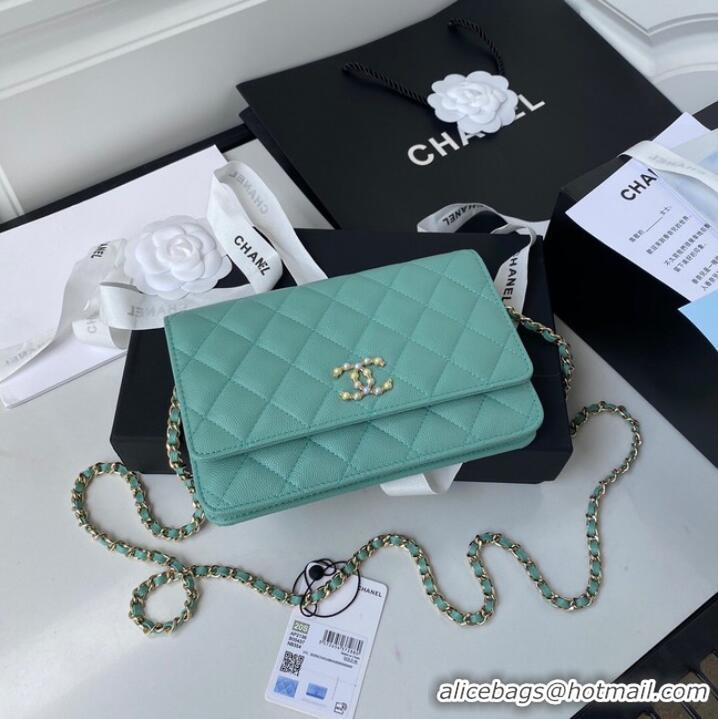 Good Product Chanel Grained Calfskin small Shoulder Bag AP33814 green