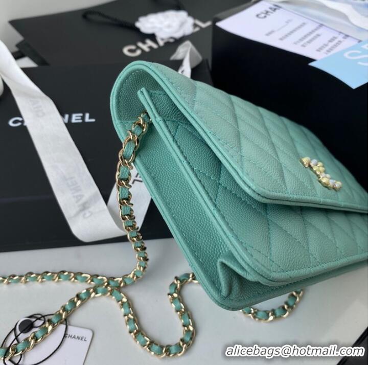 Good Product Chanel Grained Calfskin small Shoulder Bag AP33814 green