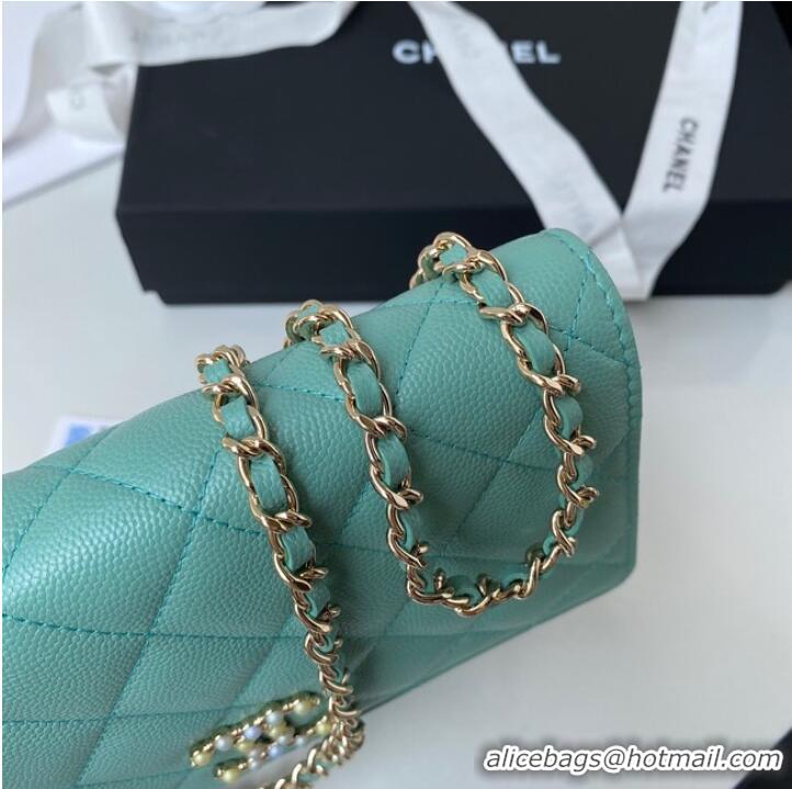 Good Product Chanel Grained Calfskin small Shoulder Bag AP33814 green