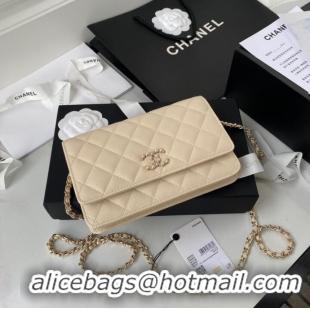 Super Quality Chanel Grained Calfskin small Shoulder Bag AP33814 apricot