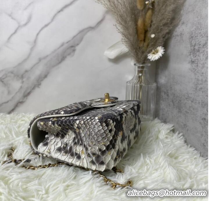 Top Grade Chanel Snake skin mini flap bag with top handle AS2431 gray