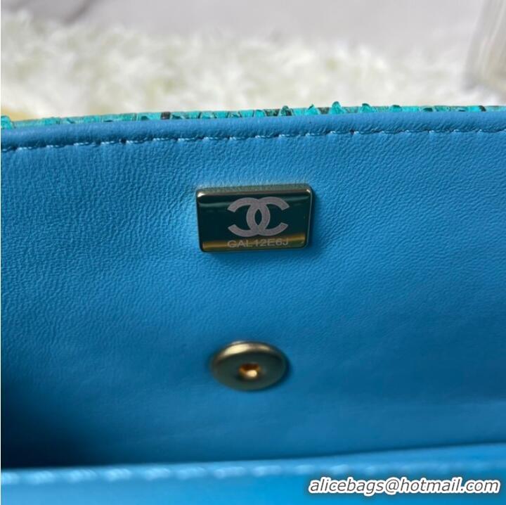 Cheapest Chanel Snake skin mini flap bag with top handle AS2431 blue