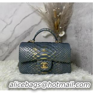 Well Crafted Chanel Snake skin mini flap bag with top handle AS2431 dark gray