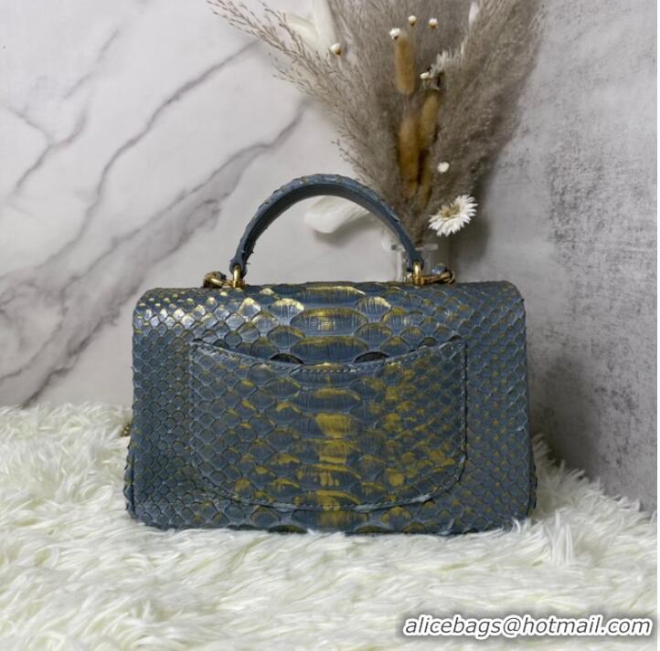 Well Crafted Chanel Snake skin mini flap bag with top handle AS2431 dark gray