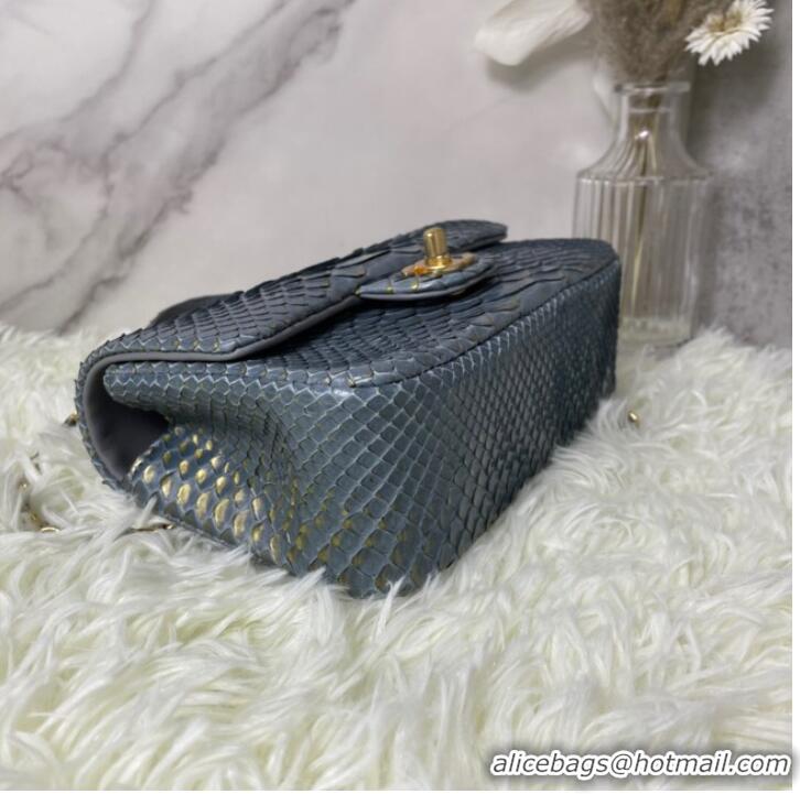 Well Crafted Chanel Snake skin mini flap bag with top handle AS2431 dark gray