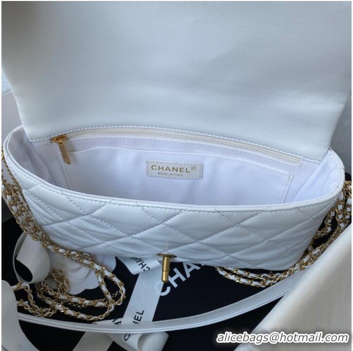 Famous Brand Chanel lambskin Shoulder Bag AS2563 white