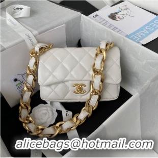 Grade Chanel 2022SS Small Flap Bag Lambskin & Gold-Tone Metal AS3214 White