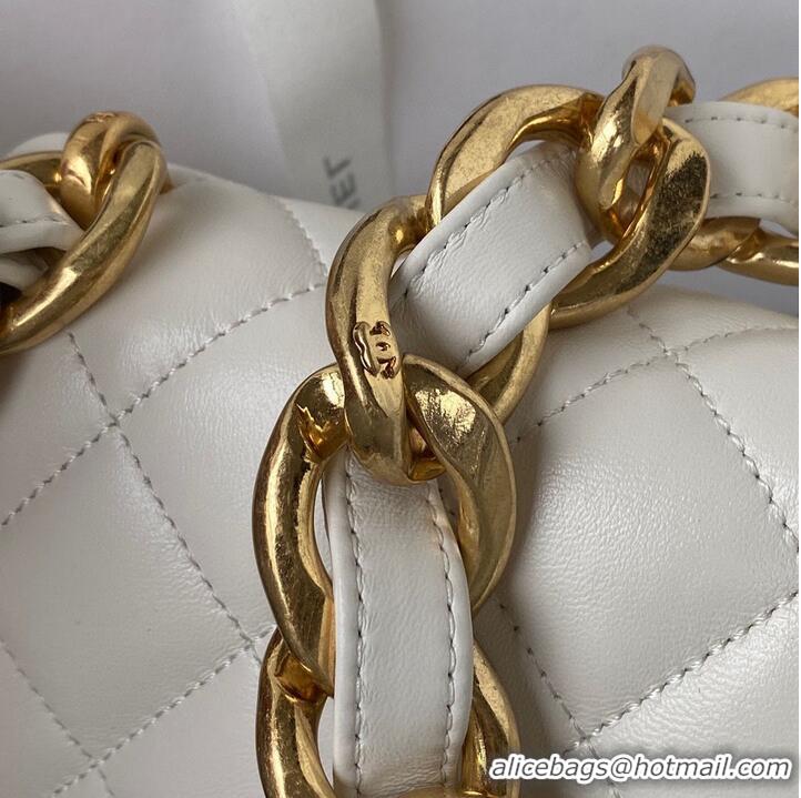 Grade Chanel 2022SS Small Flap Bag Lambskin & Gold-Tone Metal AS3214 White