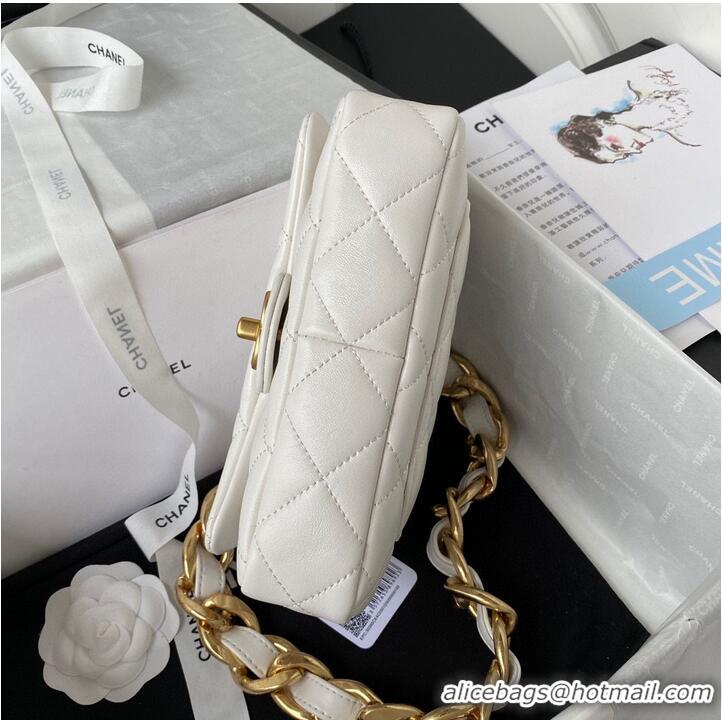 Grade Chanel 2022SS Small Flap Bag Lambskin & Gold-Tone Metal AS3214 White