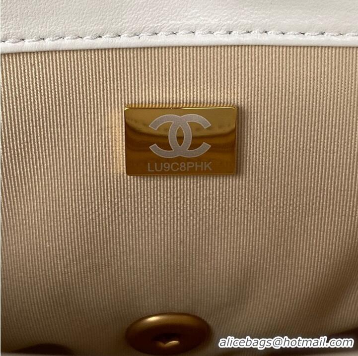 Grade Chanel 2022SS Small Flap Bag Lambskin & Gold-Tone Metal AS3214 White