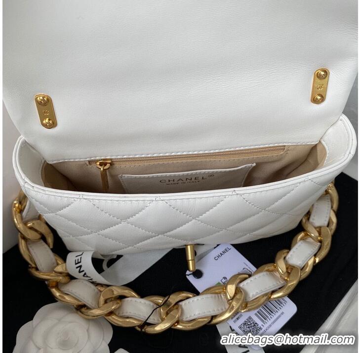 Grade Chanel 2022SS Small Flap Bag Lambskin & Gold-Tone Metal AS3214 White