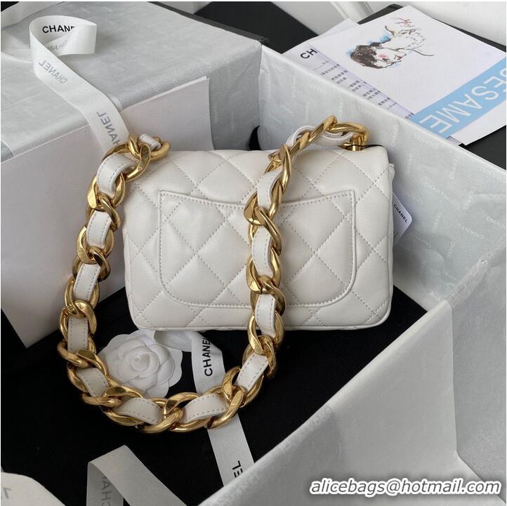 Grade Chanel 2022SS Small Flap Bag Lambskin & Gold-Tone Metal AS3214 White