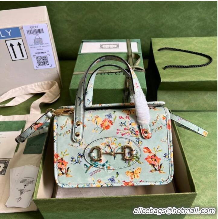 Reasonable Price Gucci Horsebit 1955 mini top handle bag 645453 light blue