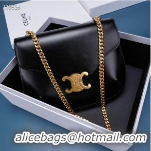 Good Quality Celine CHAIN BESACE TRIOMPHE IN SHINY CALFSKIN 199273 BLACK