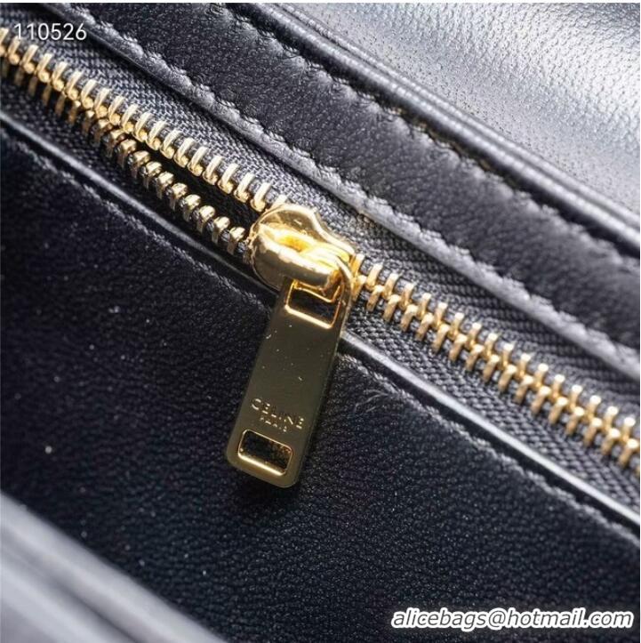 Good Quality Celine CHAIN BESACE TRIOMPHE IN SHINY CALFSKIN 199273 BLACK