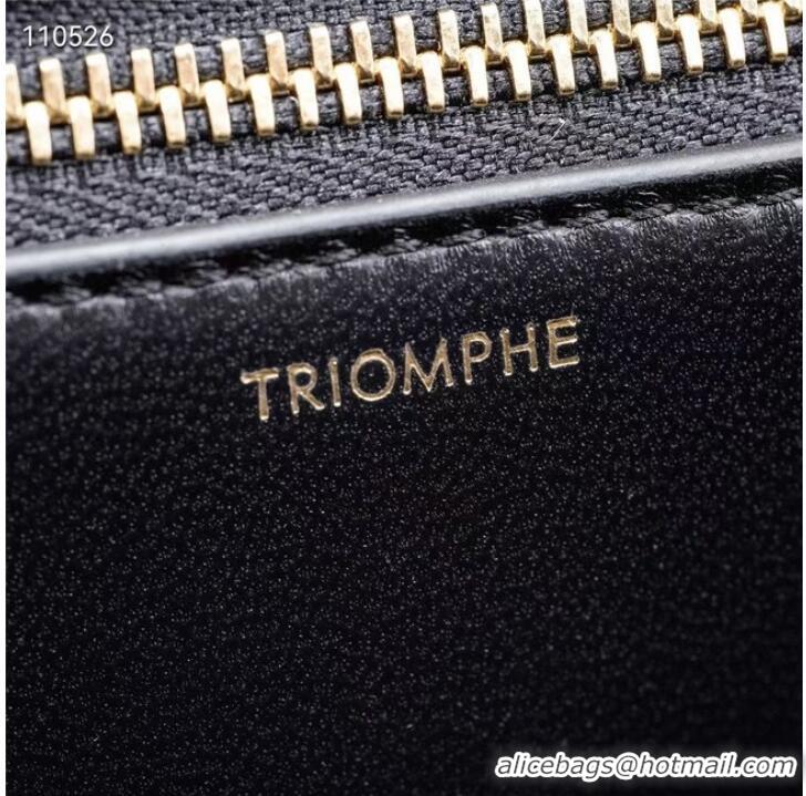 Good Quality Celine CHAIN BESACE TRIOMPHE IN SHINY CALFSKIN 199273 BLACK