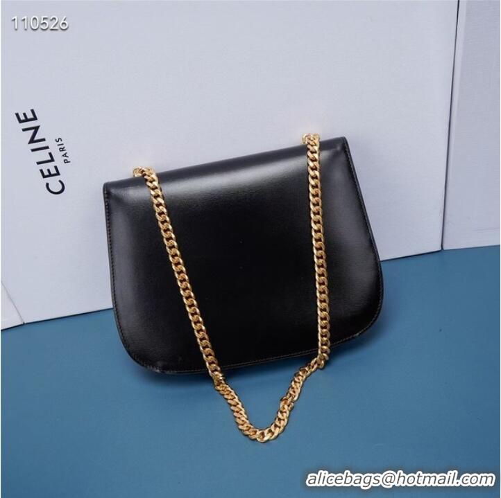 Good Quality Celine CHAIN BESACE TRIOMPHE IN SHINY CALFSKIN 199273 BLACK