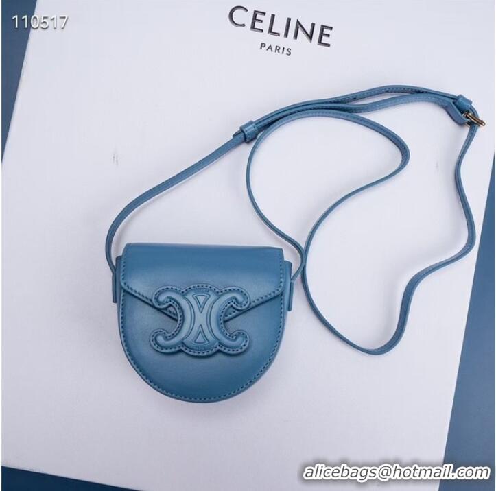 Super Quality Celine FOLCO CUIR TRIOMPHE IN SMOOTH CALFSKIN 10J303 BLUE