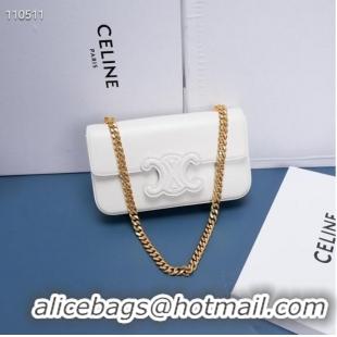 Popular Style Celine CHAIN SHOULDER BAG TRIOMPHE IN SHINY CALFSKIN 199243 WHITE