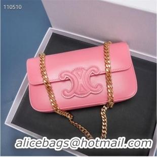 Well Crafted Celine CHAIN SHOULDER BAG TRIOMPHE IN SHINY CALFSKIN 199243 PINK