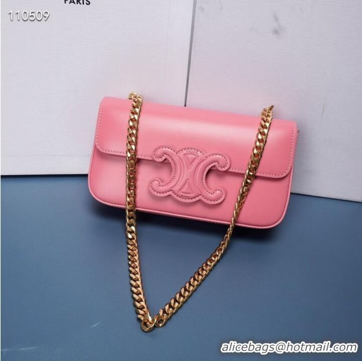 Well Crafted Celine CHAIN SHOULDER BAG TRIOMPHE IN SHINY CALFSKIN 199243 PINK