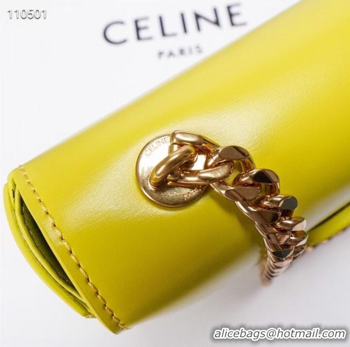 Best Product Celine CHAIN SHOULDER BAG TRIOMPHE IN SHINY CALFSKIN 199243 ANIS