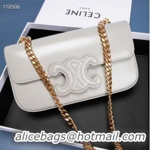 Unique Style Celine CHAIN SHOULDER BAG TRIOMPHE IN SHINY CALFSKIN 199243 PALE GREY