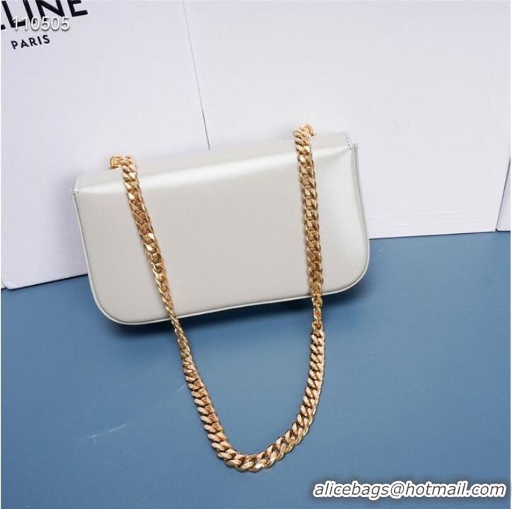 Unique Style Celine CHAIN SHOULDER BAG TRIOMPHE IN SHINY CALFSKIN 199243 PALE GREY