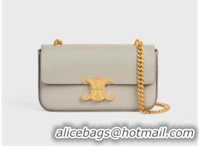 Unique Style Celine CHAIN SHOULDER BAG TRIOMPHE IN SHINY CALFSKIN 199243 PALE GREY