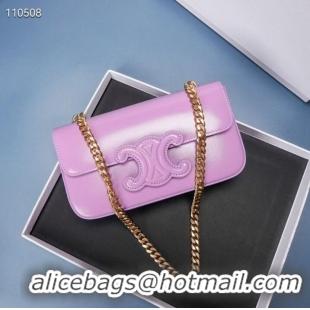 Super Quality Celine CHAIN SHOULDER BAG TRIOMPHE IN SHINY CALFSKIN 199243 MAUVE