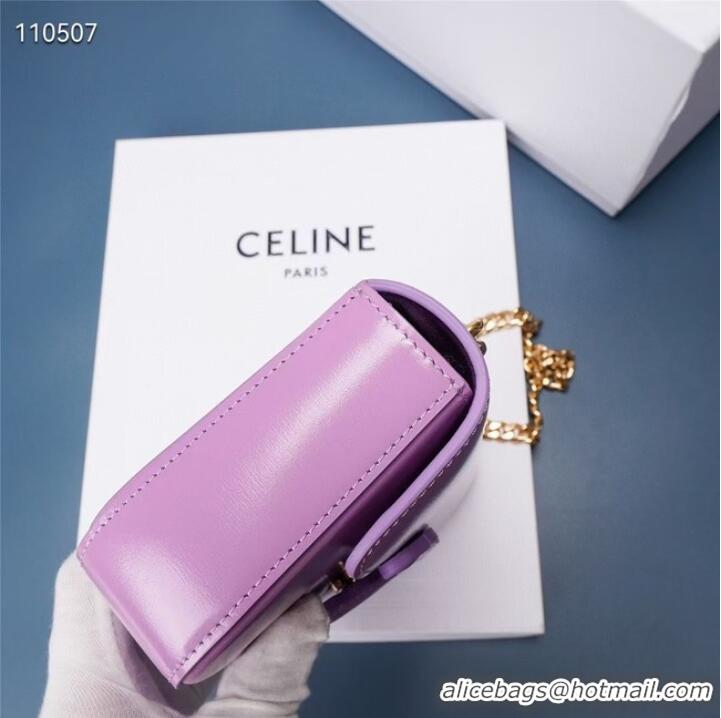 Super Quality Celine CHAIN SHOULDER BAG TRIOMPHE IN SHINY CALFSKIN 199243 MAUVE