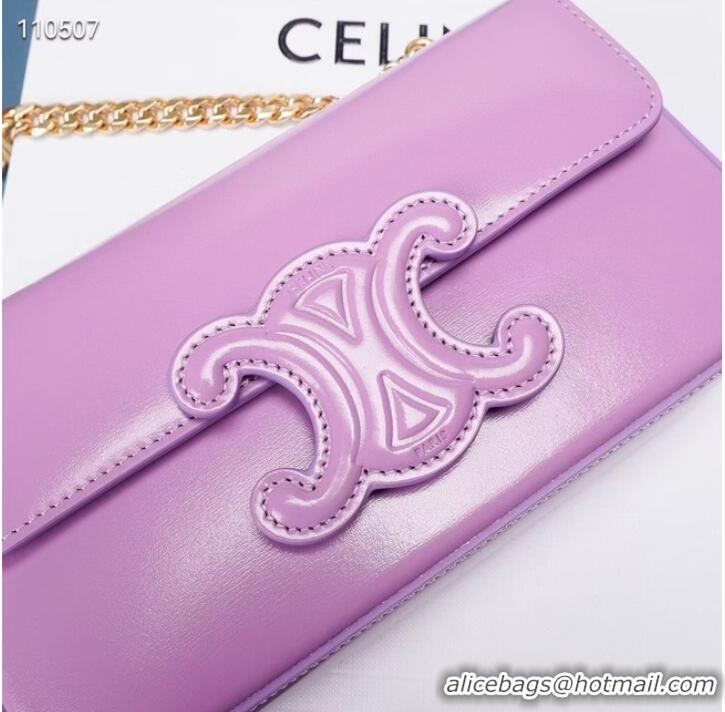 Super Quality Celine CHAIN SHOULDER BAG TRIOMPHE IN SHINY CALFSKIN 199243 MAUVE