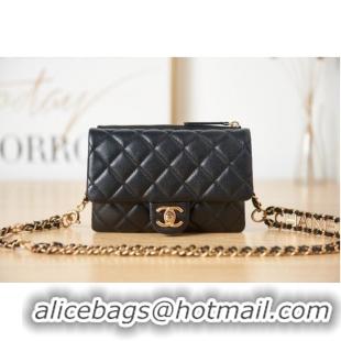 Cheap Classic Chanel Grained Calfskin Shoulder Bag AS3225 black