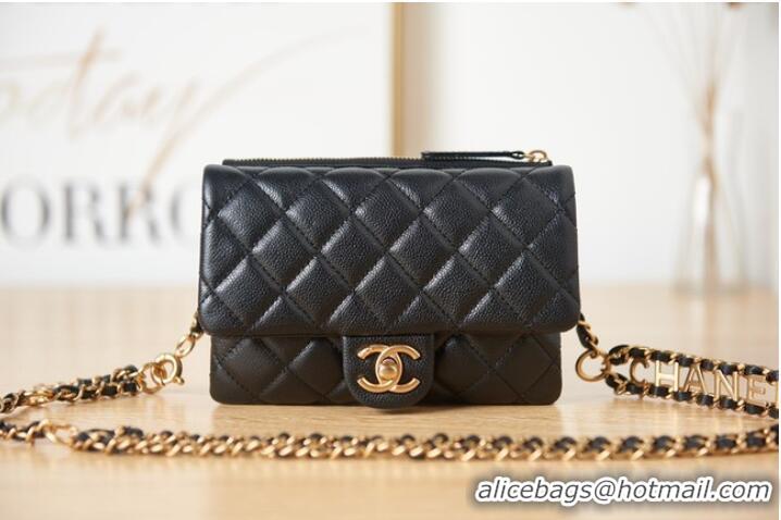 Cheap Classic Chanel Grained Calfskin Shoulder Bag AS3225 black