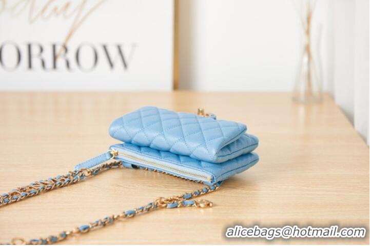 Buy Fashionable Chanel Grained Calfskin Shoulder Bag AS3225 light blue