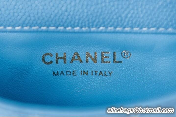 Buy Fashionable Chanel Grained Calfskin Shoulder Bag AS3225 light blue