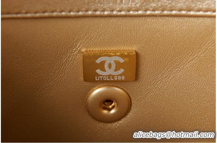 Well Crafted Chanel lambskin Shoulder Bag AS3240 gold