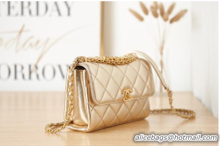 Well Crafted Chanel lambskin Shoulder Bag AS3240 gold