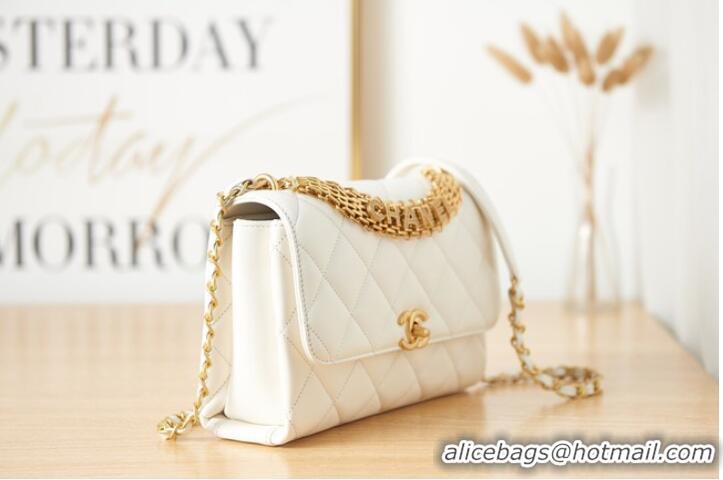 Pretty Style Chanel lambskin Shoulder Bag AS3241 white